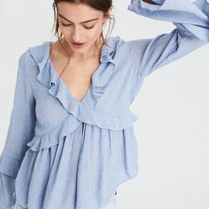 AEO long sleeve ruffle blouse